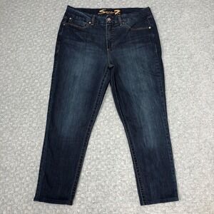Seven7 Tummyless High Rise Skinny Jeans Womens 14 Blue Dark Wash Stretch Denim